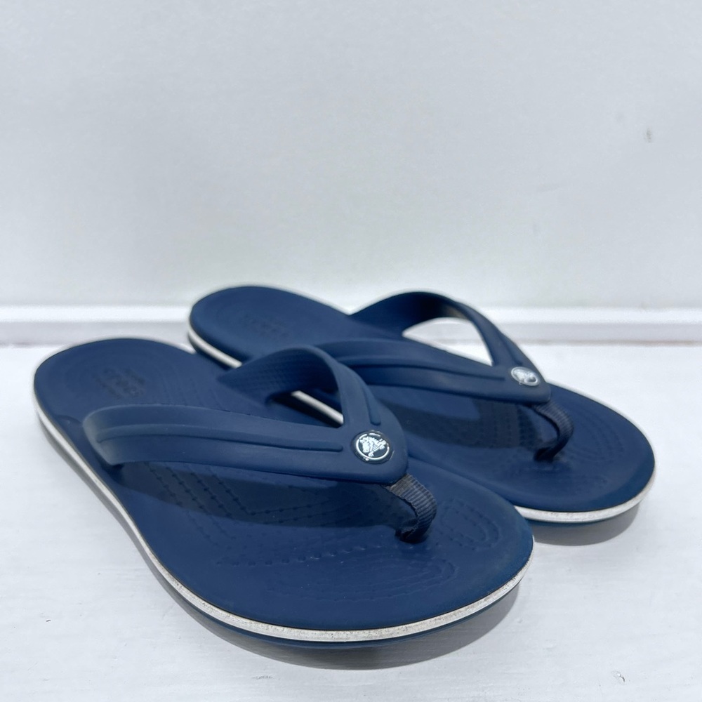 Crocs Kids Junior Unisex Navy Crocband  Flip Flop Thong Slip On Sandals Suze J 2